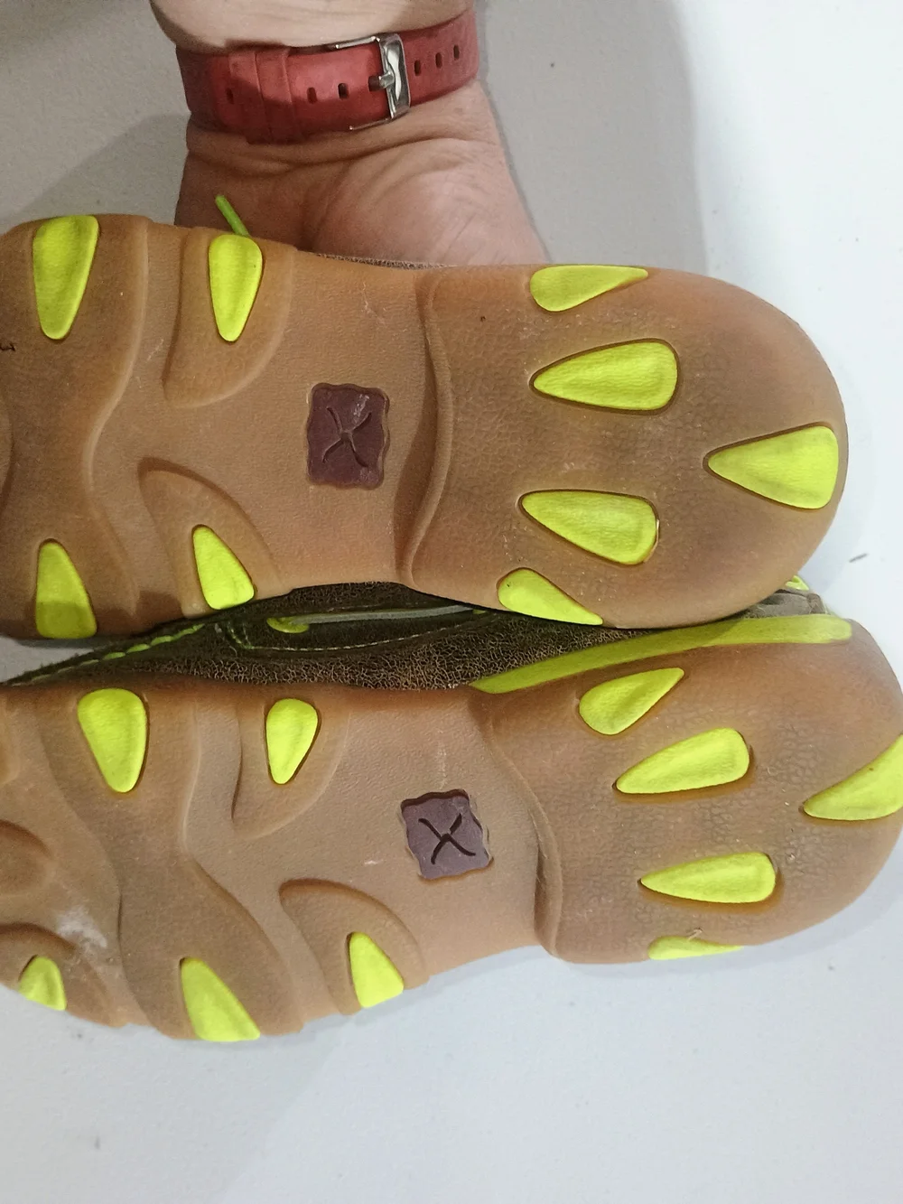 Twisted X Kids Moccasins Brown with Neon Yellow Laces
